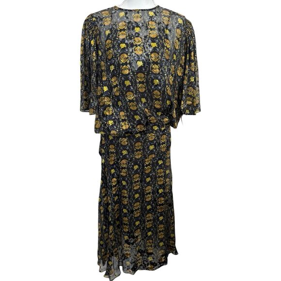 Preen by Thornton Bregazzi Lydia Black/Yellow Floral Print Dress Size S - Picture 1 of 13